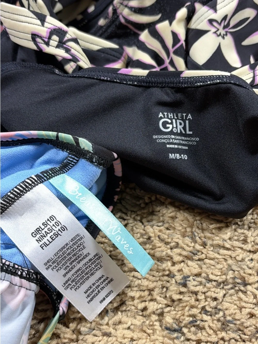 Athleta Girl and Breaking Waves one piece swim suits